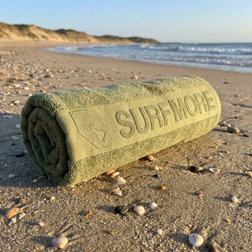 SURFMORE Ocean Håndklæde i Seagreen på stranden