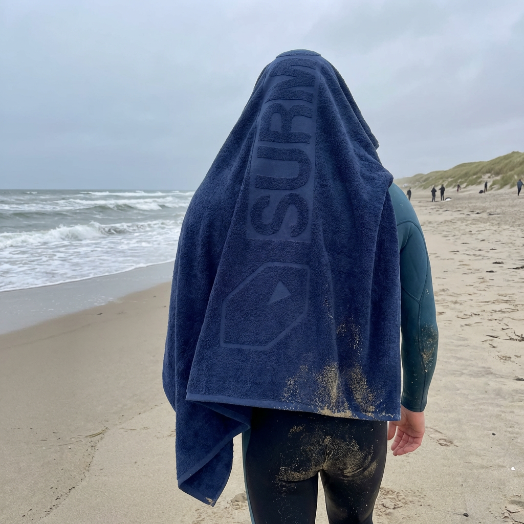 SURFMORE Ocean Håndklæde i Navy på stranden