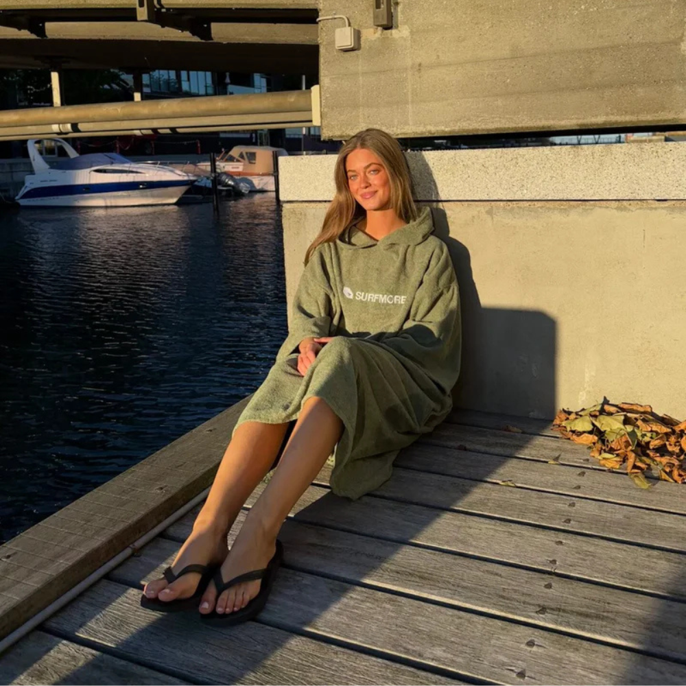 SURFMORE Ocean badeponcho til voksne - Bomuld - Seagreen