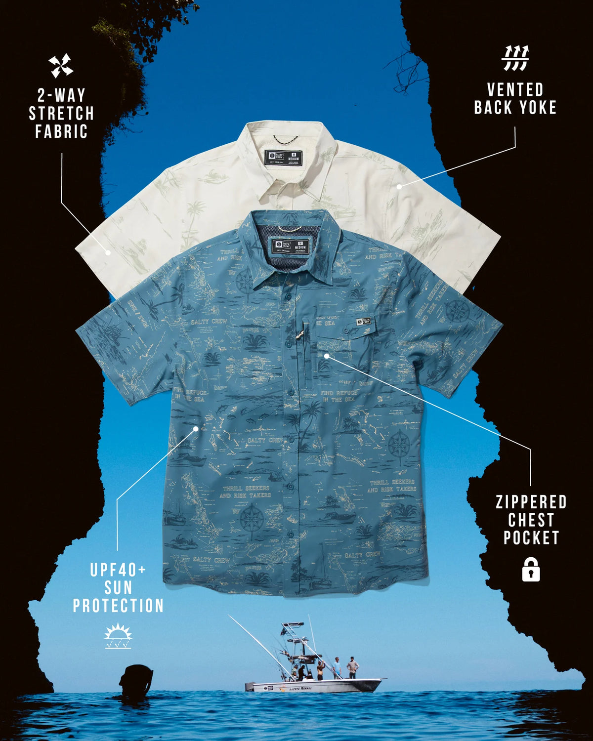 Salty Crew Seafarer S/S Tech Woven - Slate